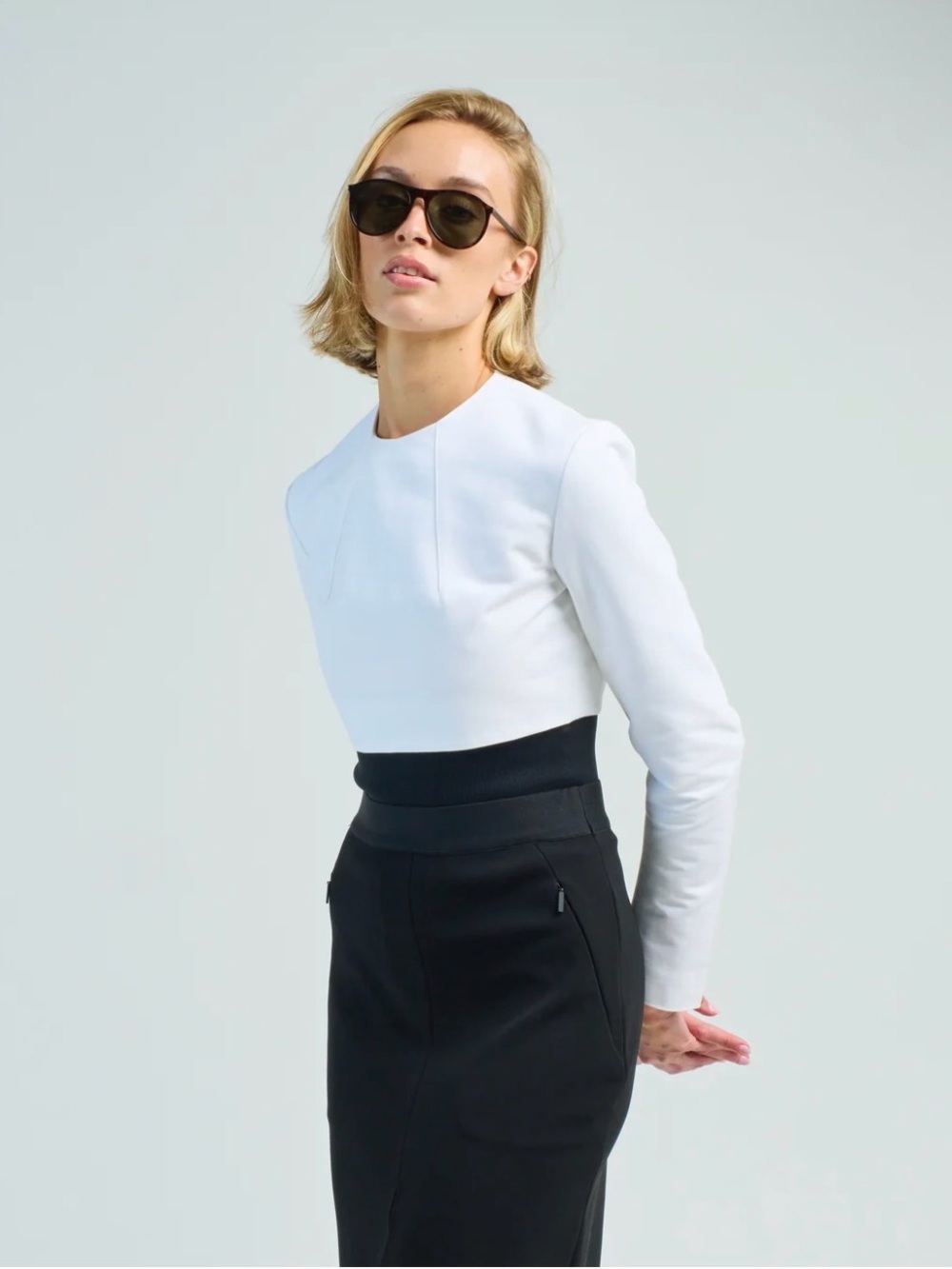 Tibi White sculptural crop top -lined cotton